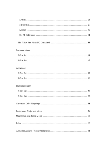 FINGERING MASTERY scales & modes for the bass fingerboard - Table of Contents pg 2 2012