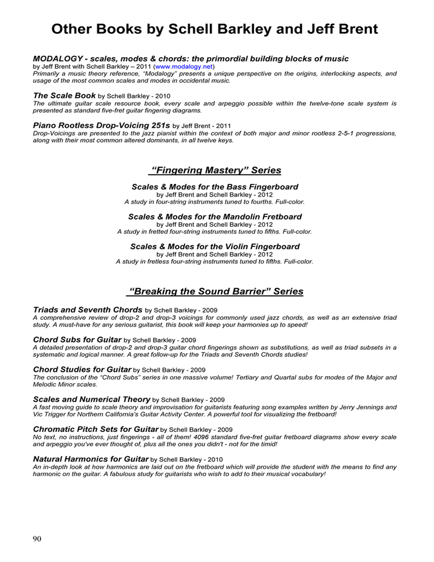 FINGERING MASTERY scales & modes for the guitar fretboard - pg 90 2012