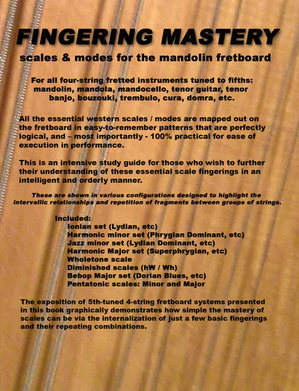 FINGERING MASTERY scales & modes for the mandolin fretboard - Back Cover 2012